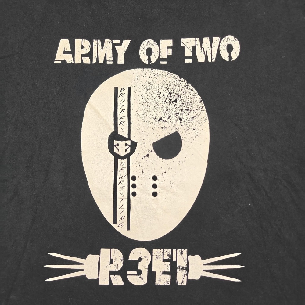 Gildan Shirt Mens Large Black Army Of Two R3ED Wrestling Mask Graphic Tee - Picture 2 of 7